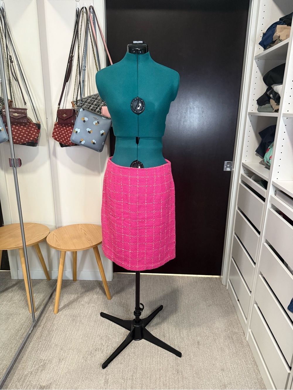 Neiman Marcus Bright Pink Tweed Mini Skirt